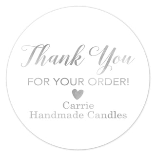 a round thank sticker with the words thank you for your order
