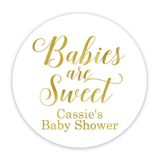 a baby shower sticker with the words babies are sweet