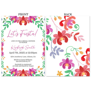 the front and back of a floral party card