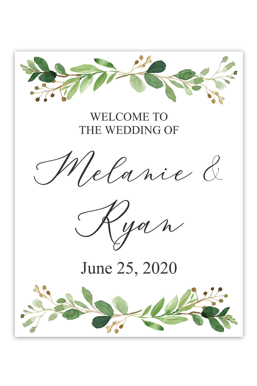 Leaf Greenery Wedding Welcome Sign – Chicfetti