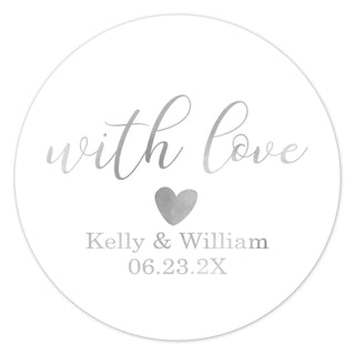 a round sticker with the words with love on it