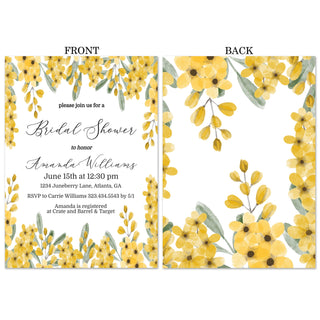 a yellow and green floral wedding card