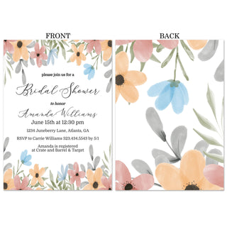 the front and back of a floral wedding card