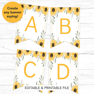 a set of three sunflowers with the letters a, b, and c