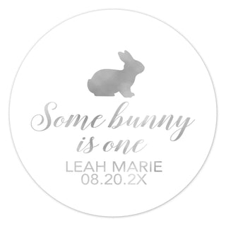 some bunny is one round sticker