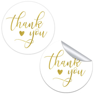 a pair of thank you stickers with hearts