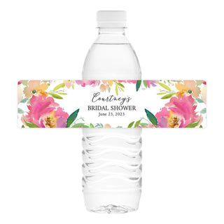 a water bottle label with a floral design