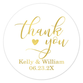 a thank sticker with the words thank you and a heart