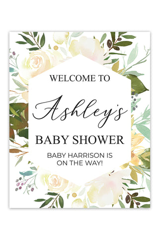 a welcome sign for a baby shower