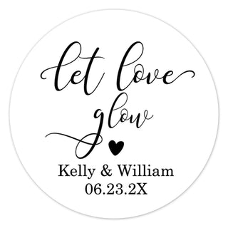 a round sticker with the words let love grow on it