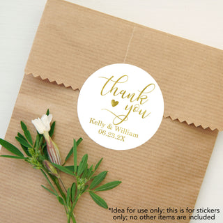 a thank you sticker on a brown paper bag