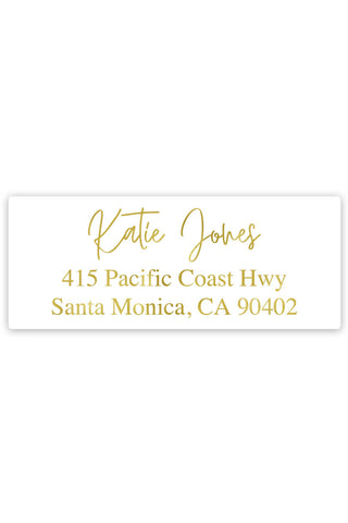 a white and gold address sticker with the words kate jones on it