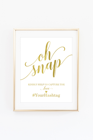 a gold foil print with the words oh snap on it