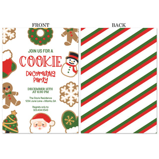 a christmas party with a cookie themed party card