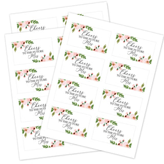 a set of four watercolor floral stickers