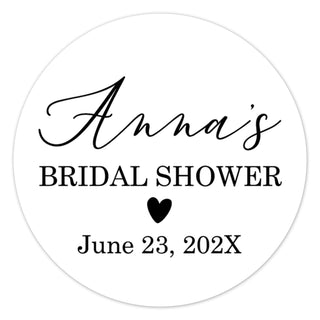 a round sticker with the words ann's bridal shower on it