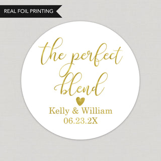 a round sticker with the words, the perfect blvd and a heart