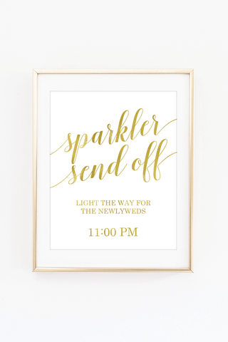a gold foil print with the words sparkler send - off