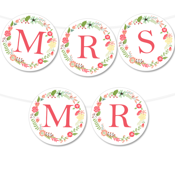 Free Printable Floral Wreath Wedding Banner from @chicfettiwed