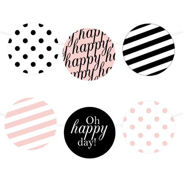 Free Printable Happy Stripes Party Garland from @chicfetti