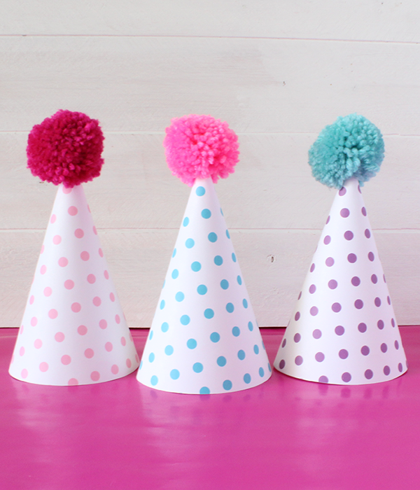 Free Printable Polka Dot Party Hats (in 12 colors) from @chicfetti