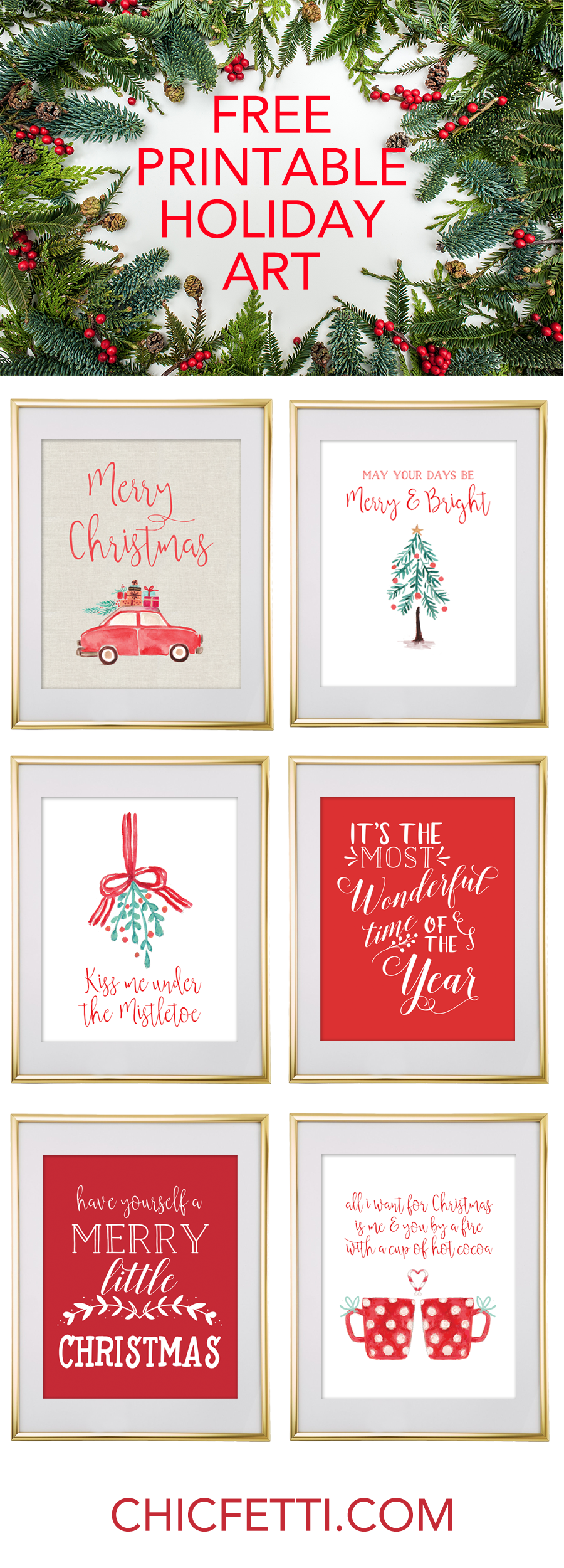 Christmas Free Printable Wall Art Download Free Christmas Art Chicfetti