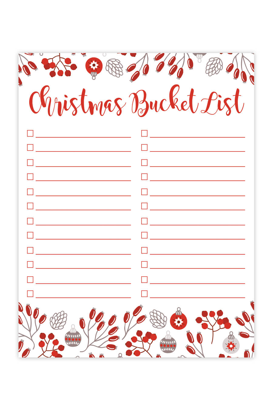 Printable Christmas Bucket List Chicfetti